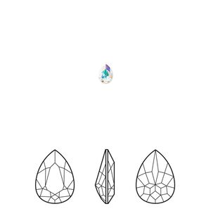 Fancy stone 6pk crystal AB foil back, Crystal Passions® 4x2.9mm pear 4320