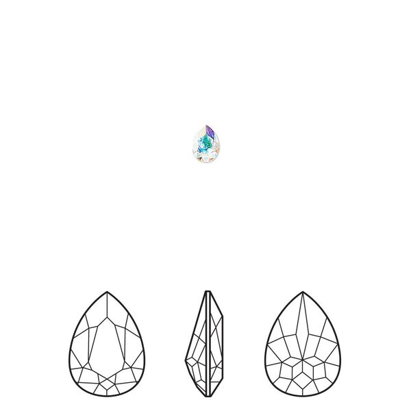 Fancy stone 6pk crystal AB foil back, Crystal Passions® 4x2.9mm pear 4320 image number 0