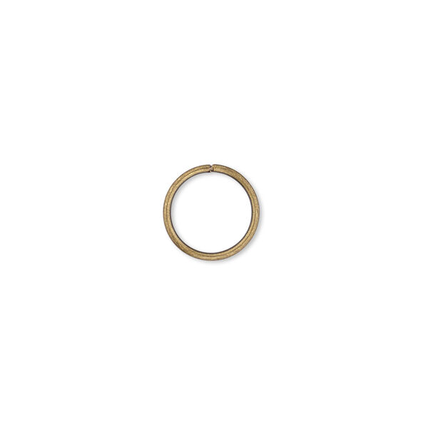 Jump ring, antique gold-plated brass, 10mm round, 8mm inside diameter, 18 gauge. Sold per pkg of 500. image number 0