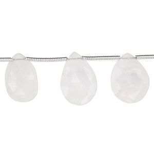 Rainbow moonstone 1pkg7, hand-cut top-drilled faceted puffed teardrop bead natural graduated 14x10mm-16x10mm