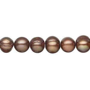 Freshwater pearl 1pkg1, semi-round, 14 inch antique purple bronze peacock 7-10mm cultured