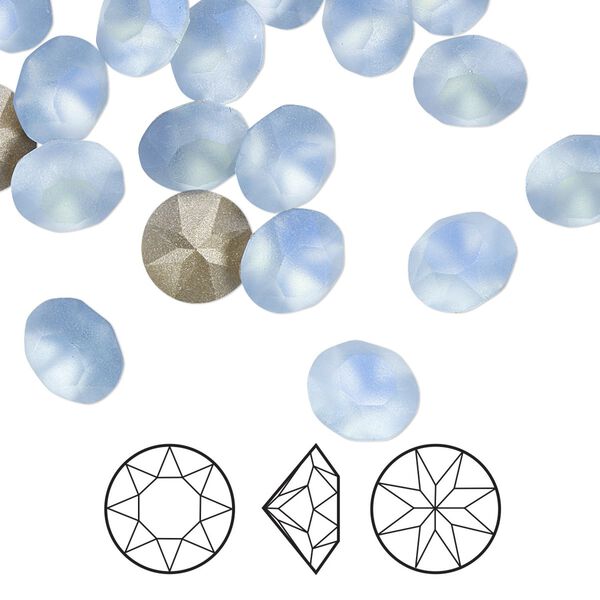 Chaton 48pk light sapphire frost foil back, Crystal Passions® 8.16-8.41mm round SS39 1088 image number 0