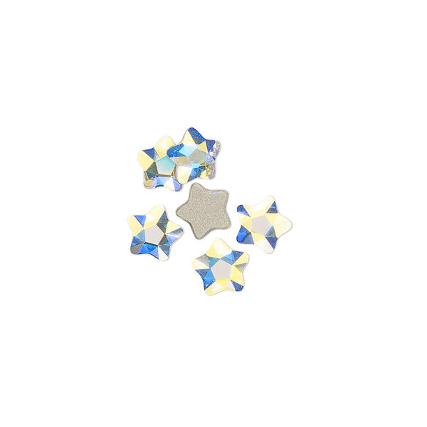 Flat back 6pk crystal AB foil back, Crystal Passions® 6mm star flower 3754 image number 0