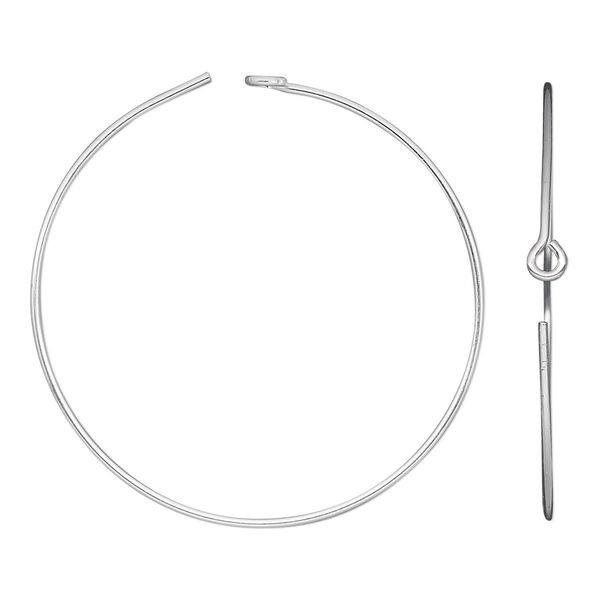 Hoop, sterling silver, 30mm round. Sold per pkg of 5 pairs. image number 0