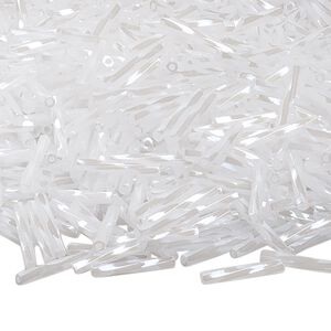 Bead, Miyuki, bugle bead, glass, pkg/50 g, 12x2mm center-drilled twisted, luster opaque white, (TW-511).