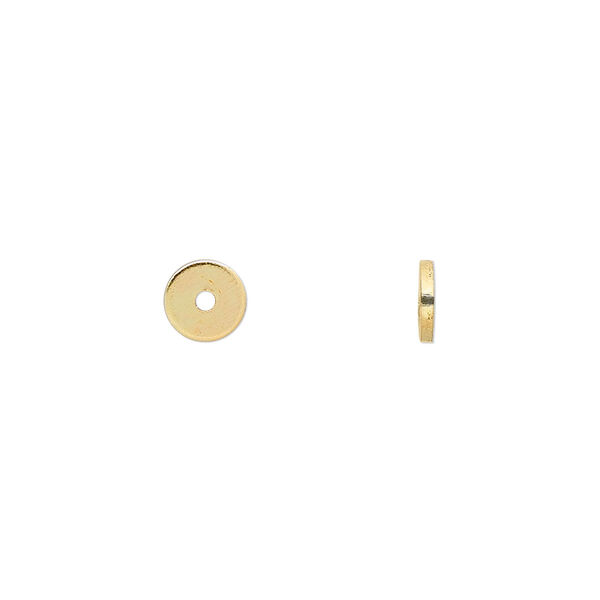 Bead, gold-finished steel, 6x1mm heishi. Sold per pkg of 100. image number 0