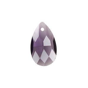 Drop, glass, transparent purple, 22x13mm teardrop. Sold per pkg of 8.