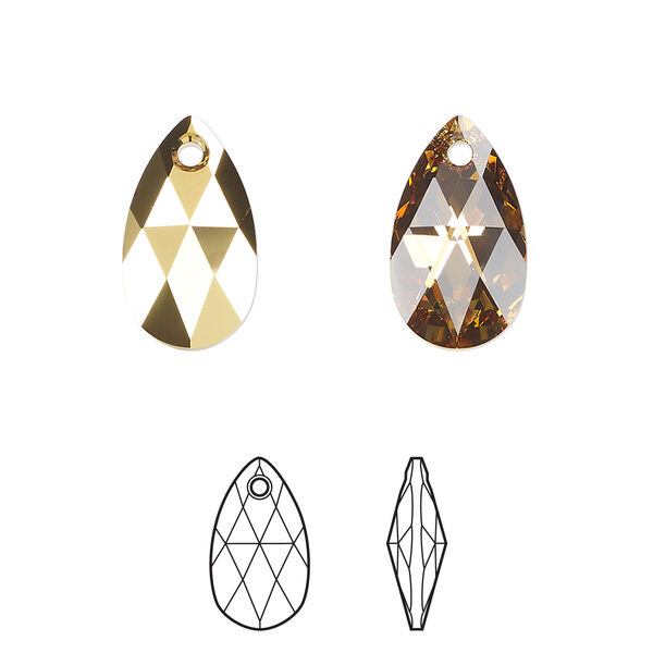 Drop 1pkg144 crystal aurum, Swarovski®, 16mm pendant faceted pear 6106 image number 0