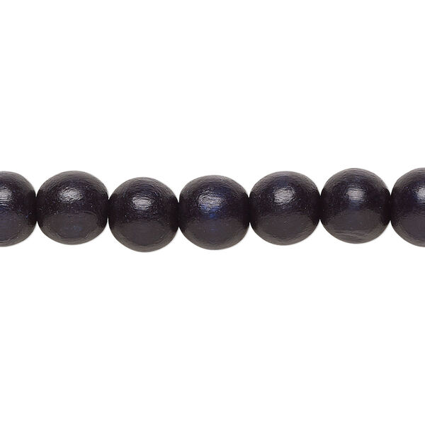 Bead, Taiwanese cheesewood (dyed / waxed), black, 7-8mm round. Sold per pkg of (2) 15-1/2" to 16" strands. image number 0