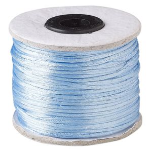 Cord, Satinique™, satin, light blue, 1mm. Sold per 200-foot spool.