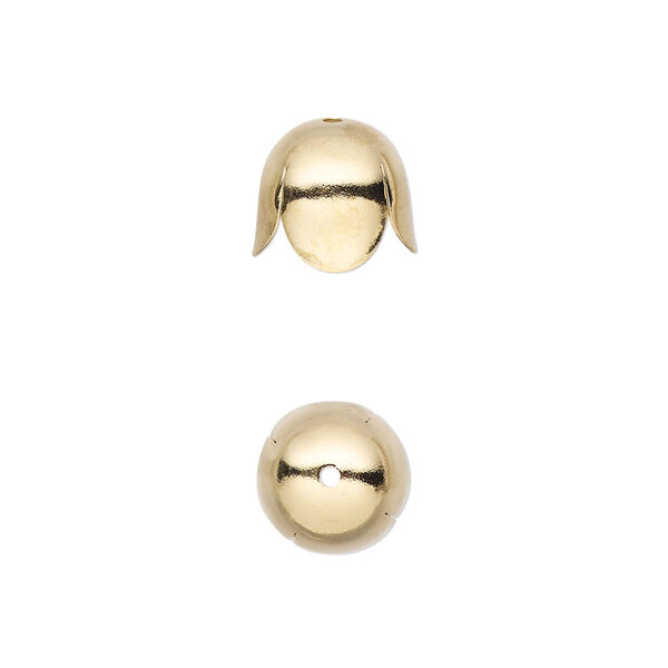 Cord end, gold-plated brass, 10x9mm with 8mm inside diameter. Sold per pkg of 10. image number 0