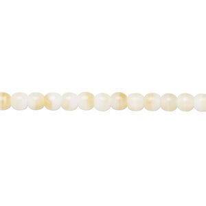 Czech glass round druk beads, opaque white/tan, 4mm. 16in strand.