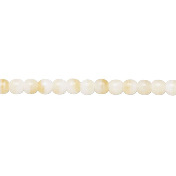 Czech glass round druk beads, opaque white/tan, 4mm. 16in strand. image number 0
