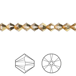 Bead 1pkg144 crystal aurum, Crystal Passions® 5mm bicone 5328