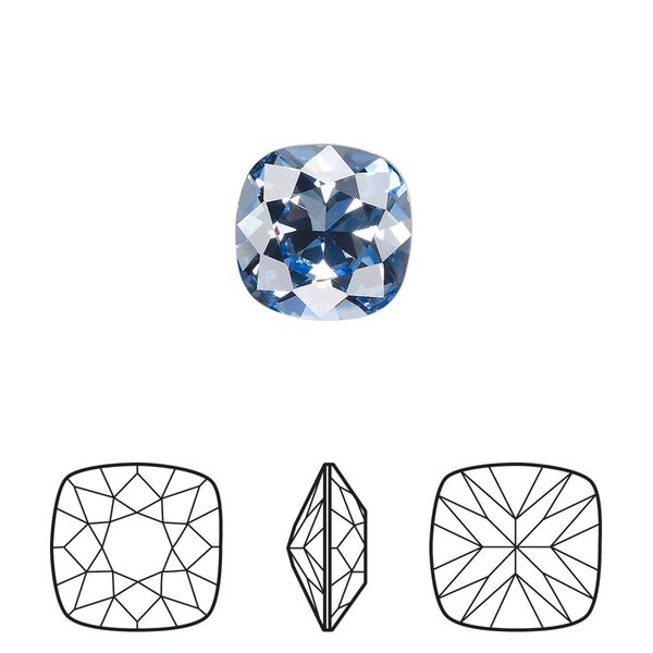 Fancy stone 6pk light sapphire foil back, Crystal Passions® 12mm cushion 4470 image number 0