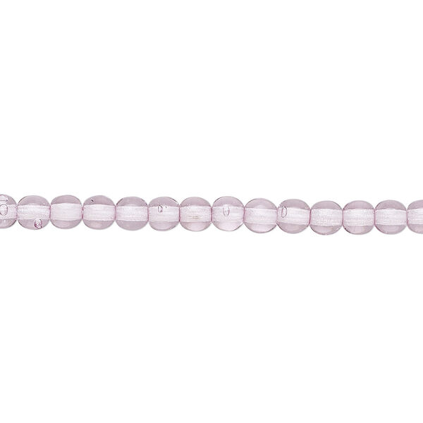 Bead, Czech dipped décor glass druk, translucent lilac, 4mm round with 0.8-1mm hole. Sold per 15-1/2" to 16" strand. image number 0