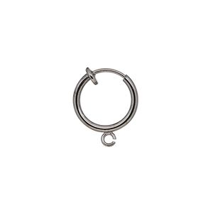 Earring hoop 1pkg2, 13mm round / spring closure / pierced-look / open loop, gunmetal-finished brass 1 pair