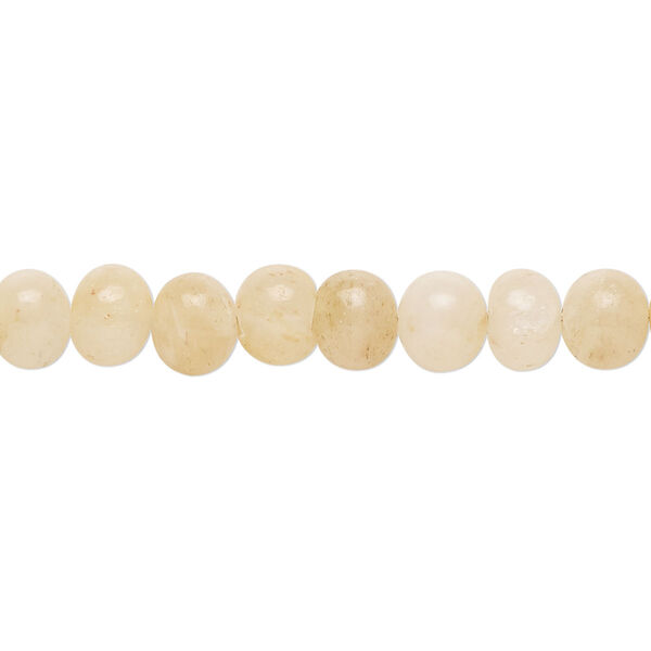 Bead, golden "jade" (quartz) (natural), 6x5mm-7x6mm hand-cut rondelle, B grade, Mohs hardness 7 to 7-1/2. Sold per 14-inch strand, approximately 65 beads. image number 0