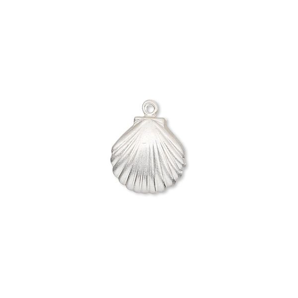 Charm, sterling silver, 11mm clam shell. Sold per pkg of 2. image number 0
