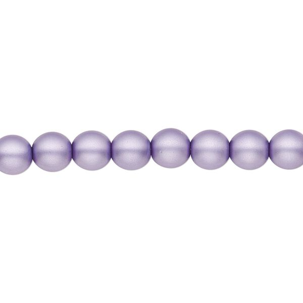 Bead, Czech pearl-coated glass druk, opaque matte lavender, 6mm round. Sold per 15-1/2" to 16" strand. image number 0