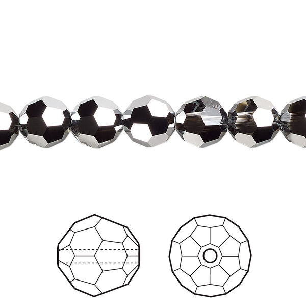 Bead 288pk crystal light chrome, Swarovski® 8mm round 5000 image number 0