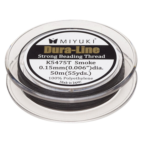 Thread, Miyuki Dura-Line, gel-spun polyethylene, smoke, 0.15mm diameter, 18-pound test. Sold per 50-meter spool. image number 0