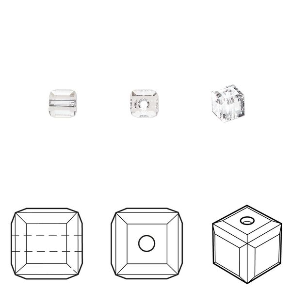 Bead 12pk crystal, Crystal Passions® 4mm cube 5601 image number 0