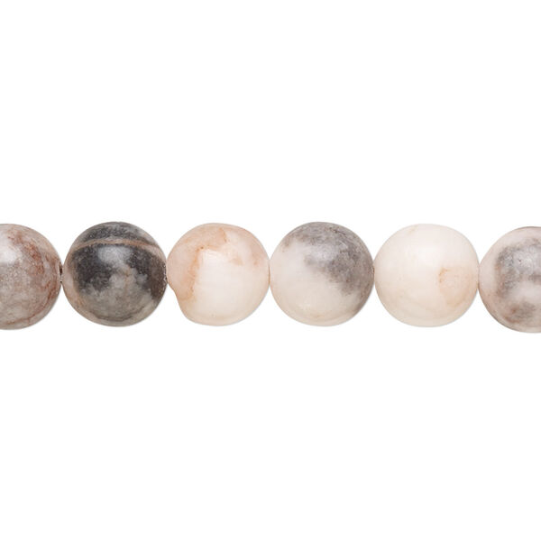 Bead, desert pink marble (natural), 7-8mm round, B grade, Mohs hardness 3. Sold per 15-1/2" to 16" strand. image number 0