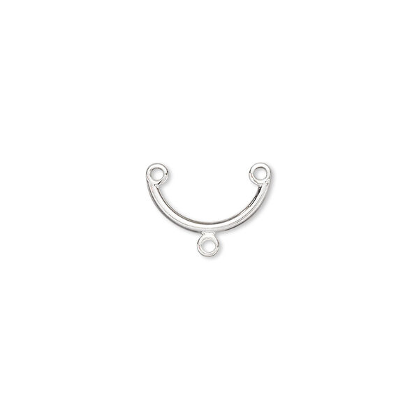 Connector, silver-plated brass, 12x5mm half-round, 2/1 loop. Sold per pkg of 100. image number 0
