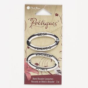 Focal, antique silver-finished "pewter" (zinc-based alloy), 39x22mm oval affirmation with "BEST FRIENDS" and "KINDRED SPIRIT." Sold per pkg of 2.