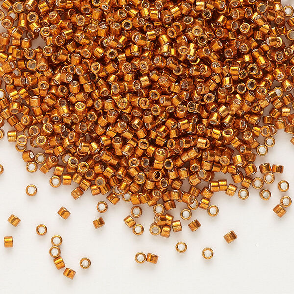 Seed bead, Delica®, glass, pkg/250g, #11 round, opaque galvanized burnt orange (DB-0421). image number 0