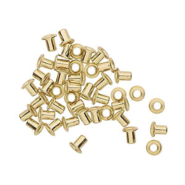 Eyelet, brass, 3.5mm with 3x2.4mm tube and 1.7mm inside diameter, fits 2.5-3.5mm hole. Sold per pkg of 50. image number 0