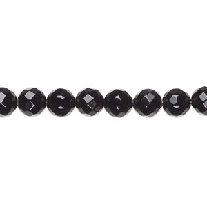 Black onyx 1pkg1, faceted round bead 15.5-16 inch 6mm