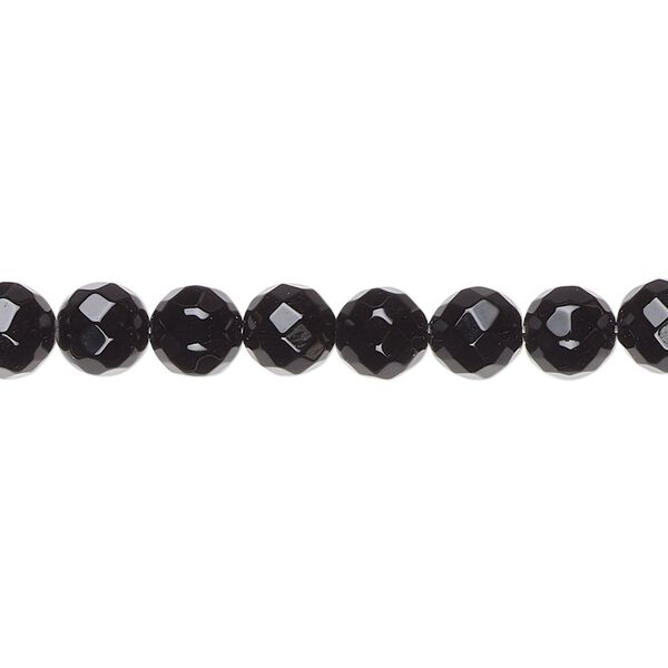 Black onyx 1pkg1, faceted round bead 15.5-16 inch 6mm image number 0