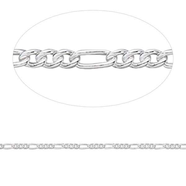 Chain, sterling silver, 1.4mm figaro. Sold per pkg of 5 feet. image number 0