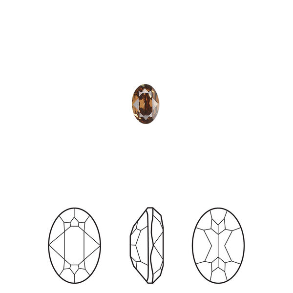 Fancy stone 1pkg360 light smoked topaz foil back, Swarovski® ReCreated™, 6x4mm faceted oval 4120 image number 0