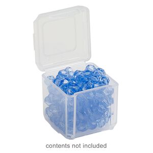 Organizer, Dot Box™, plastic, clear, 1-1/4 x 1-1/4 x 1-1/4 inch square with pop-up lid. Sold per pkg of 4.