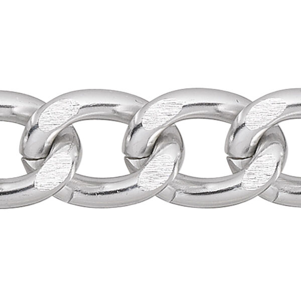 Chain, anodized aluminum, silver, 8mm curb. Sold per pkg of 5 feet. image number 0