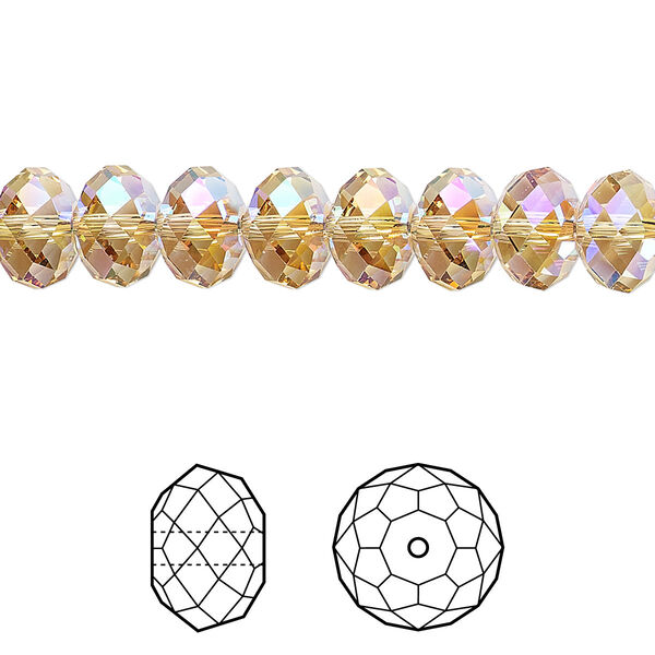 Bead 12pk light Colorado topaz shimmer 2X, Crystal Passions® 8x6mm rondelle 5040 image number 0