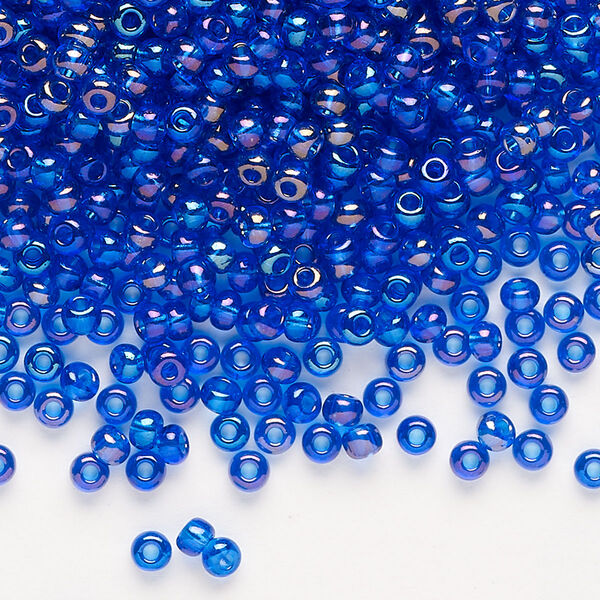 Seed bead, Preciosa Ornela Czech glass, pkg/500g, #8 rocaille, translucent rainbow sapphire blue, (61300). image number 0