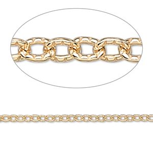 Chain 1pkg1 14Kt gold-filled cable, 2mm ribbed flat, 5 foot unfinished