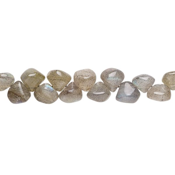 Bead, labradorite (natural), 5mm-7x6mm hand-cut top-drilled teardrop, B grade, Mohs hardness 6 to 6-1/2. Sold per 9-inch strand. image number 0