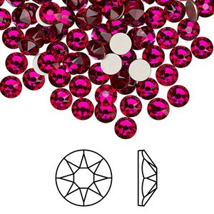Flat back 1440pk ruby foil back, Swarovski® 4.6-4.8mm rose round SS20 2088
