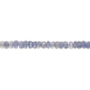 Iolite 1pkg1, hand-cut faceted rondelle / saucer bead natural 13 inch 4x1mm-4x2mm