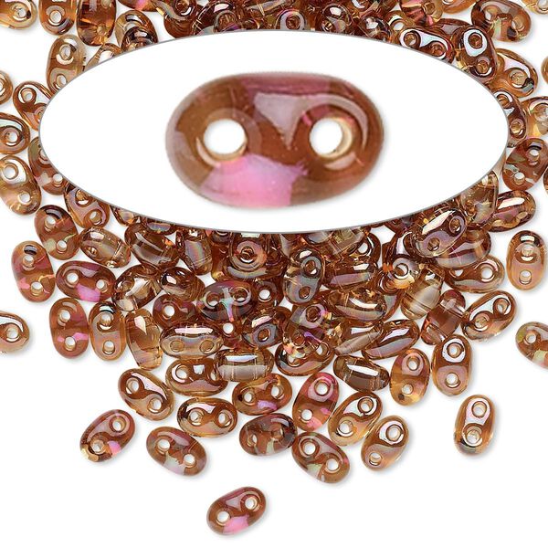 Seed bead, Preciosa Twin™ Czech glass, pkg/10g, 5x2.5mm oval, transparent Venus clear, (20202). image number 0