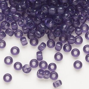 Seed bead, Miyuki, glass, pkg/250g, #6 rocaille, transparent amethyst (RR-157).