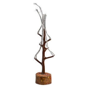 Component, galvanized steel / gum arabic tree / multi-gemstone (natural / dyed / heated) / epoxy / felt, multicolored, 16x5-inch to 18x5-inch tree. Sold individually.