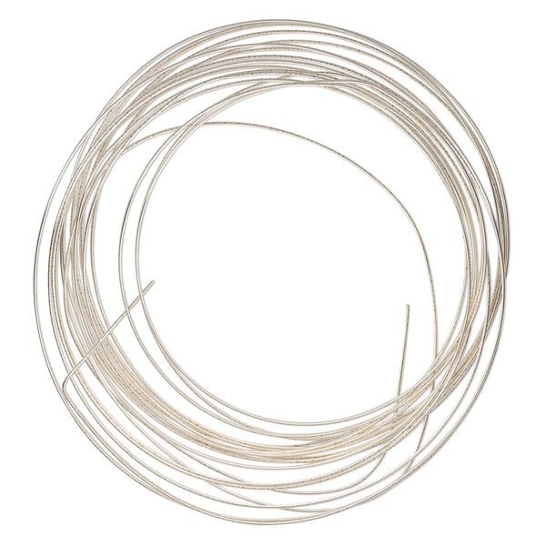 Wire, ParaWire™, silver-plated copper, half-round, 18 gauge. Sold per 4 yard section. image number 0