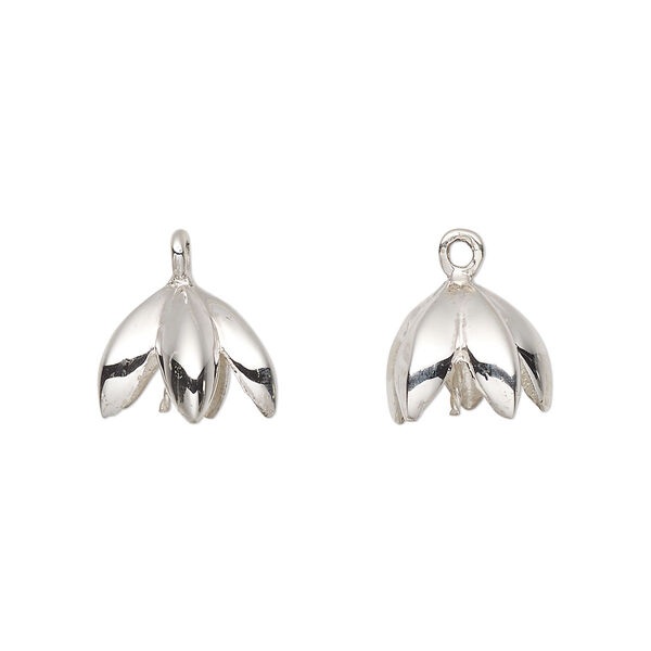 Cup, sterling silver, 10mm petals with twisted peg, fits 8-10mm bead. Sold individually. image number 0