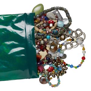 Grab bag mix, 1pkg1, multi-gemstone, pearl, glass, finished jewelry and more